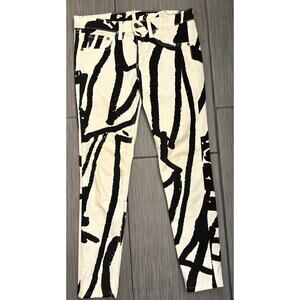 Rag & Bone "The Legging" Jeans Abstract Robot Pattern Black/White Size 28